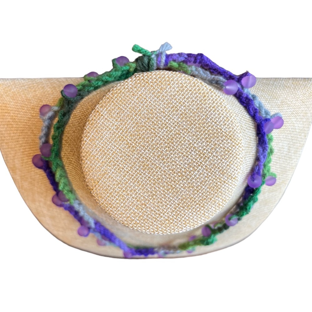 Handmade Crochet Beaded Necklace Purple - Picture 2 of 9